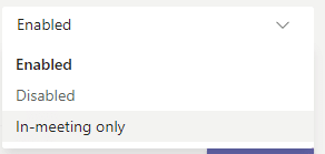 You can also specify if you allow conversation during and outside the meeting: