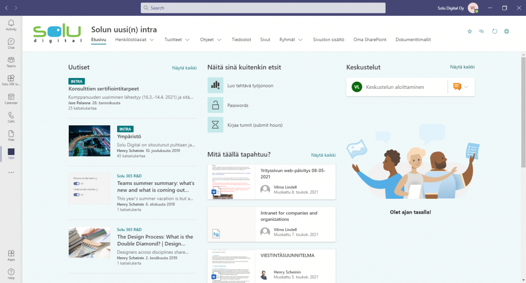 Microsoft Viva Connections tuo yrityksen intranetin suoraan Teamsiin