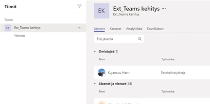 Voit tarkastella mitä sovelluksia kanavilla on käytössä tietojen neljännellä välilehdellä