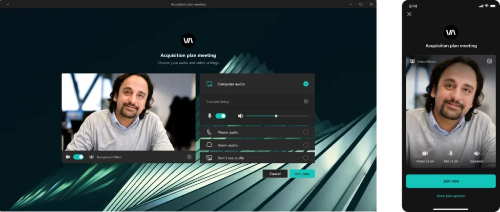 Teams Premium tarjoaa myös brändättyjä tapaamisia, joiden avulla tiimit voivat muokata kokouksiaan oman brändinsä mukaiseksi.