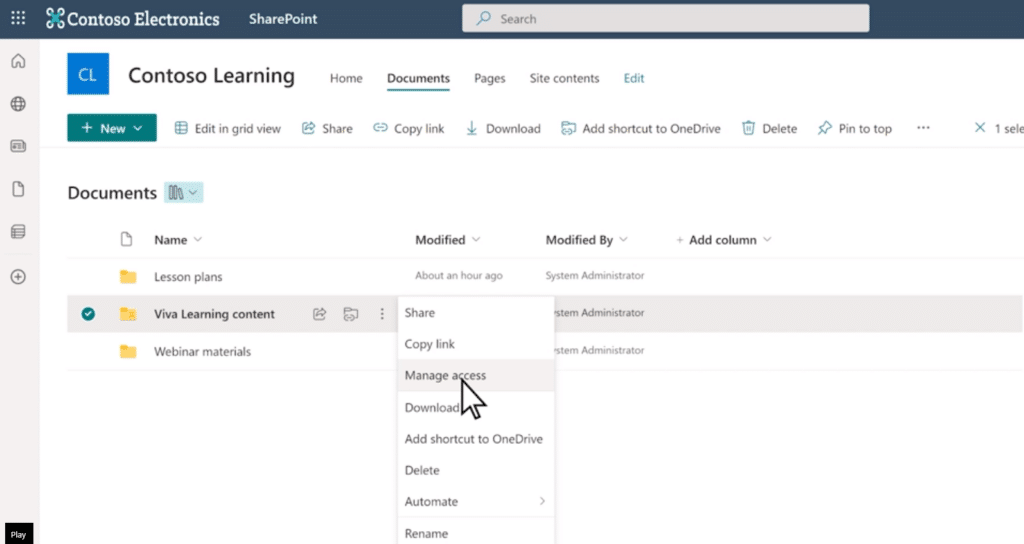 Adding Viva Learning content access rights to user groups