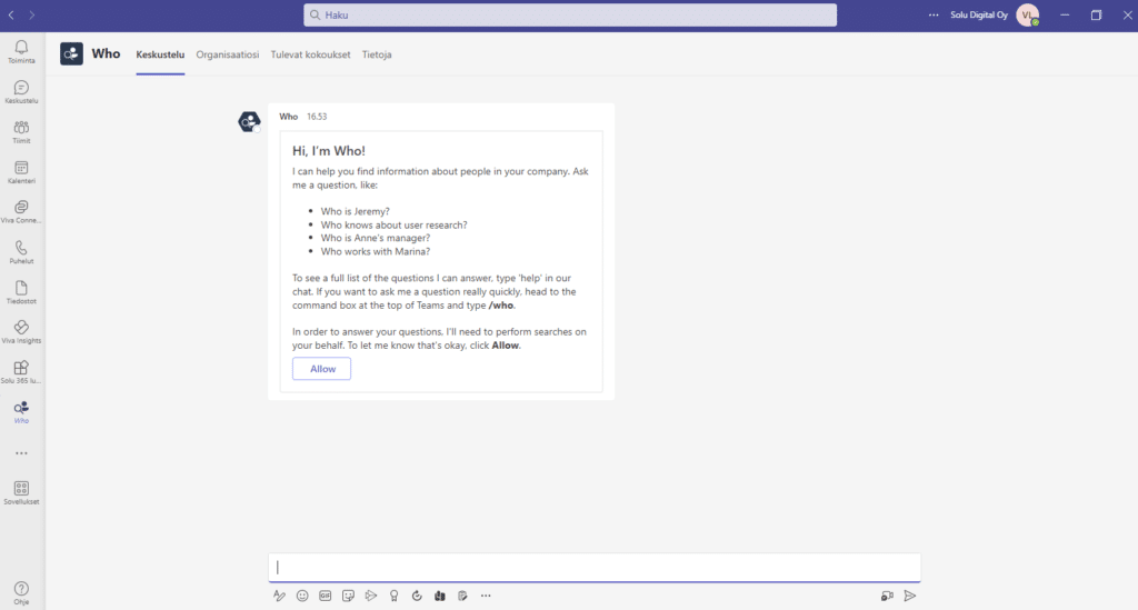 Etsi henkilöitä organisaatiossasi