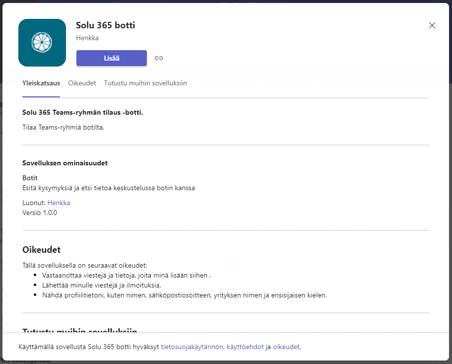Solu 365 -automaatiotyökalu auttaa luomaan Teams-ryhmiä organisaation ennalta määritettyjen asetusten mukaisesti.