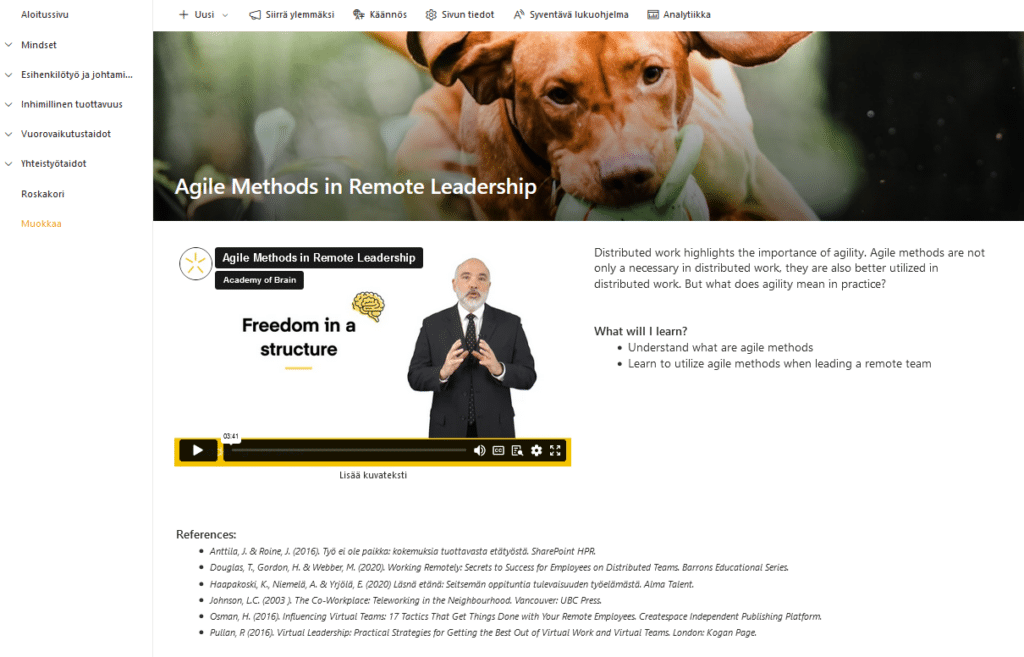 The Academy of Brain microlearnings are educational videos that last about 5 minutes, i.e., an independent microstudy that focuses on one specific problem or learning result at a time.