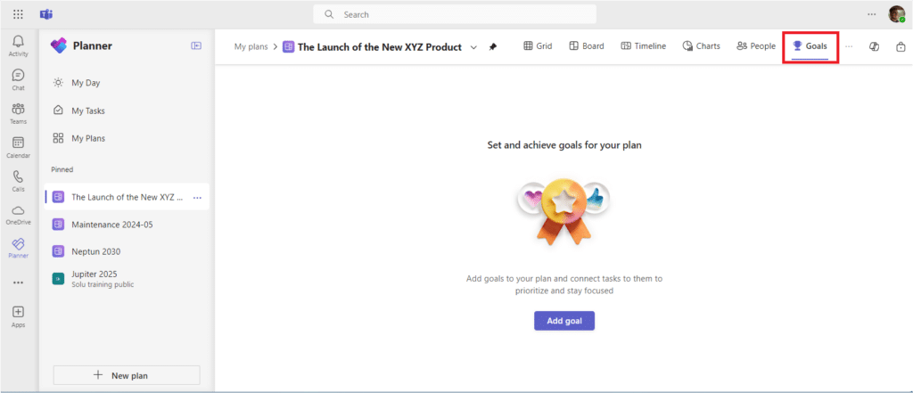 Microsoft tools for project work according to the OKR model