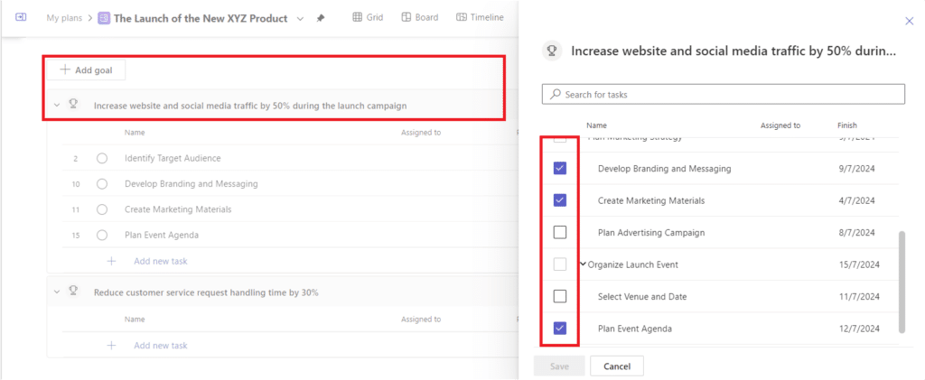 Microsoft's project tools, Project for the Web and Planner with premium features, provide excellent support for implementing the OKR model.