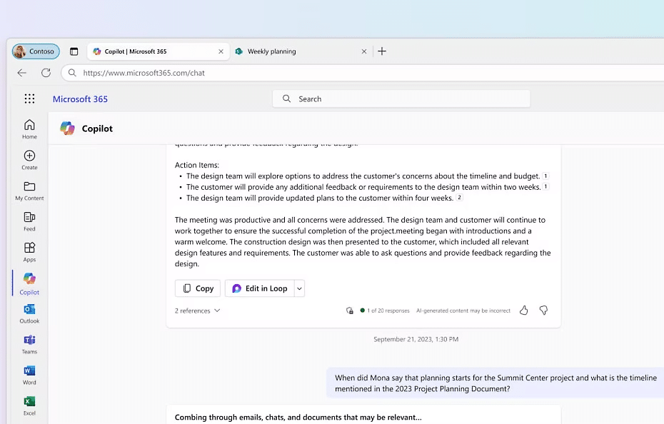 Microsoft 365 Copilot tekoälyavustajat Microsoft 365 -ohjelmissa