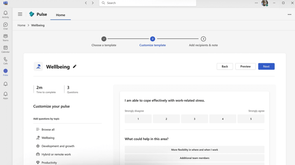 Microsoft Viva Pulse auttaa mittaamaan ja edistämään työntekijöiden hyvinvointia