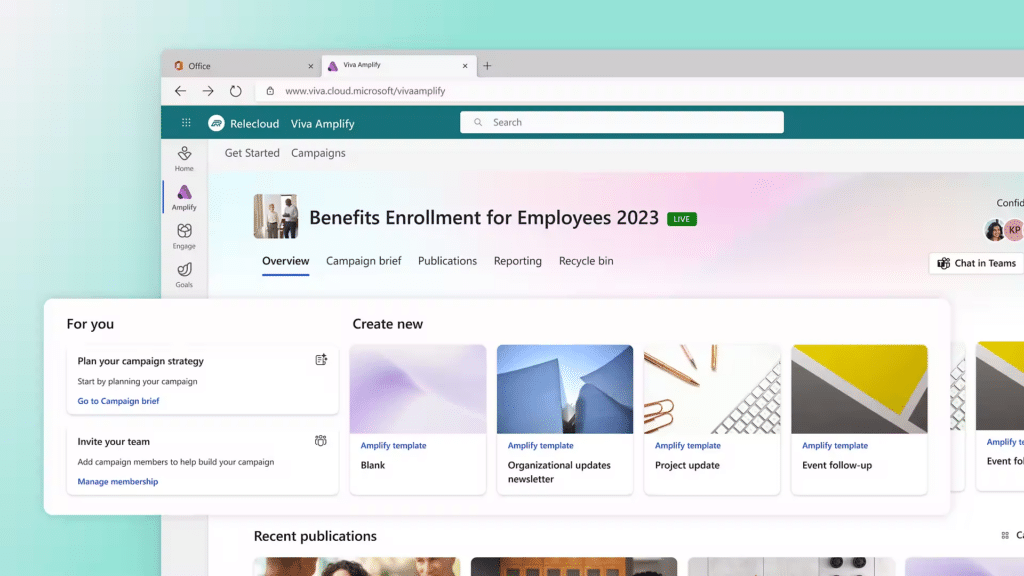 Microsoft Viva Amplify vahvistaa työntekijäkokemusta ja sitoutumista luomalla tehokkaita viestintäkampanjoita