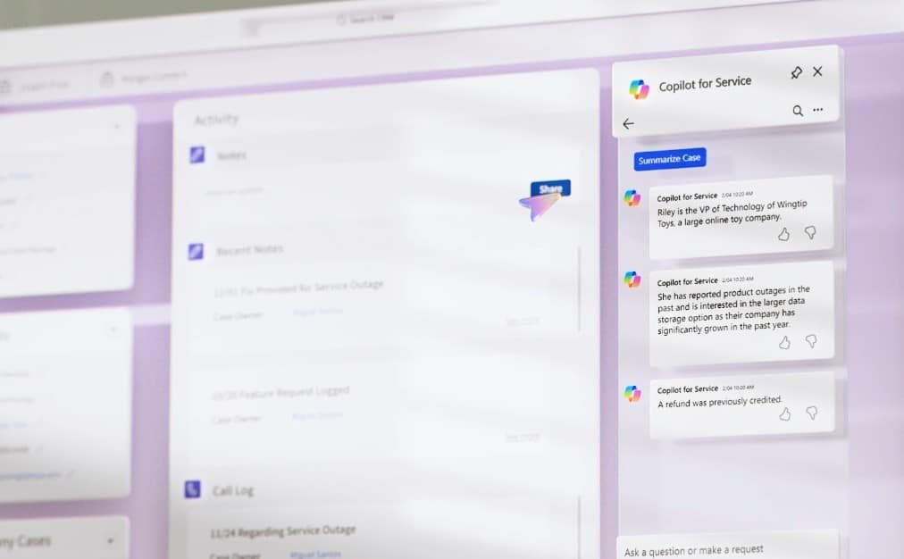 Microsoft Copilot for Service AI assistant