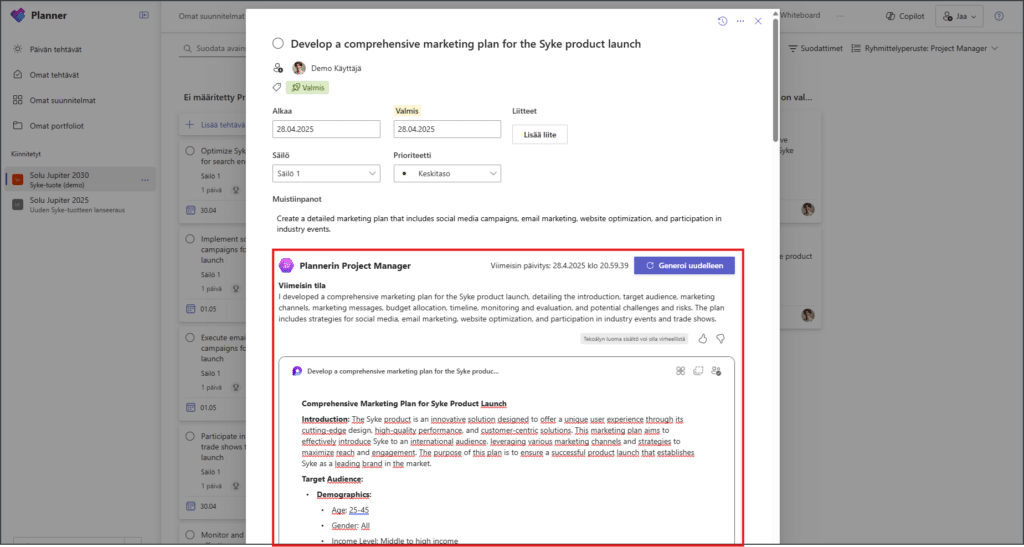 Tekoäly luo useita yksityiskohtaisia työvaiheita projektiin