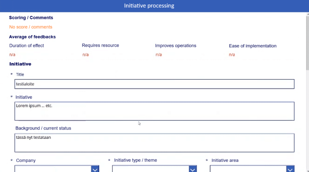 Pre-approval process for evaluating initiatives