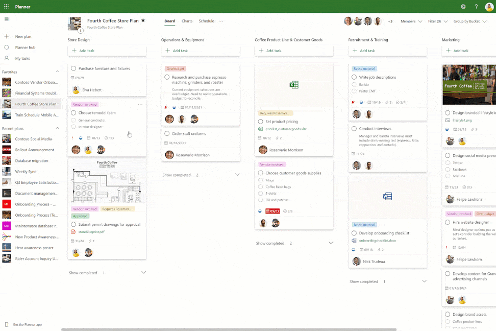 Microsoft Planner's handy Kanban board helps you maintain a shared overview of your team's work.